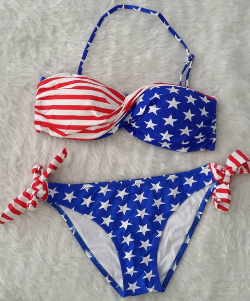

2016 bikini swimsuits bikini sets american flag banner bikini swimsuit three-point bikini, White;black