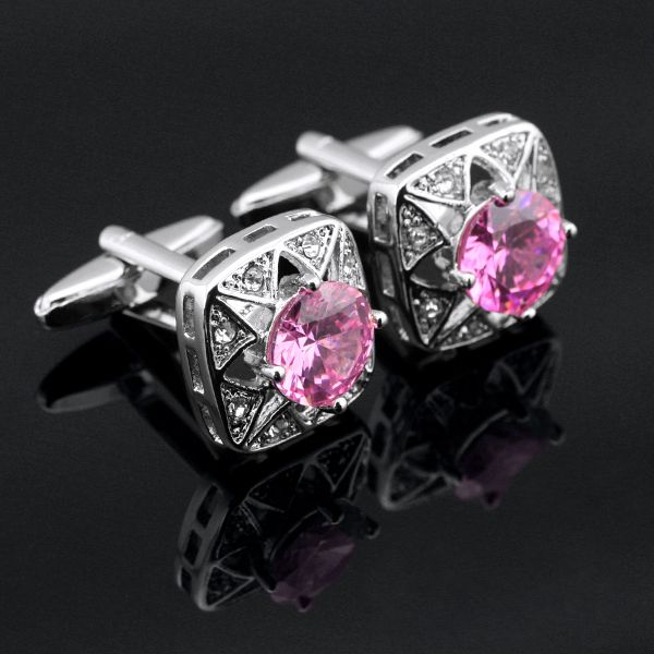 

kflk luxury 2016 shirt cufflinks for women brand cuff button pink crystal cuff link silver plated abotoadura jewelry x-543
