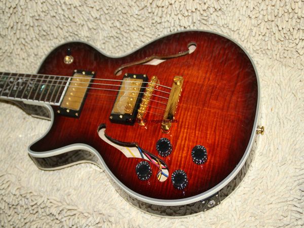 

wholesale guitars custom left handed guitar hollow body electric guitar black cherry ing