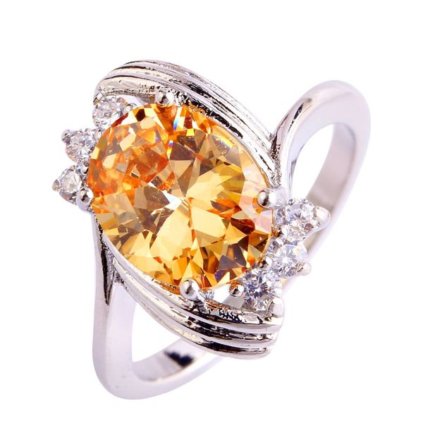 

fashion 925 jewelry champagne morganite handmade silver ring size 6 7 8 9 10 11 12 wholesale, Golden;silver