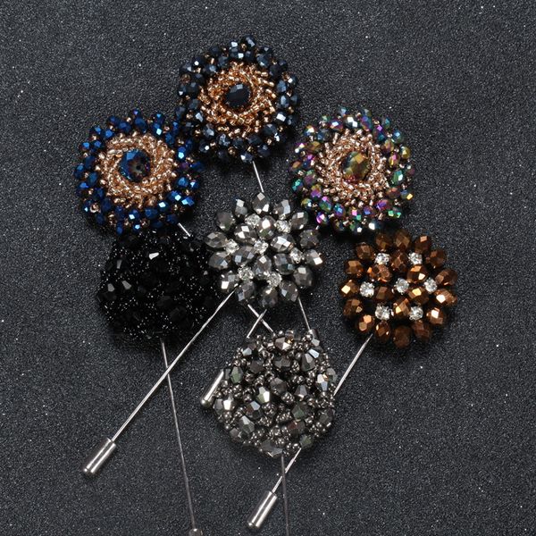 

New fashion men brooch Flower lapel pin suit boutonniere Fabric yarn pin 11 colors button flower broochers for women Men's Accessories