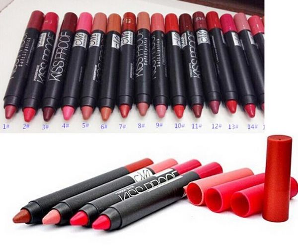 Nova Menow Beijo Prova Batom à Prova D 'Água Soft Lip Crayon Maquiagem Lip Fosco Acabamento Matte Longa Longo Batom Pena 19Colors Presente de Natal