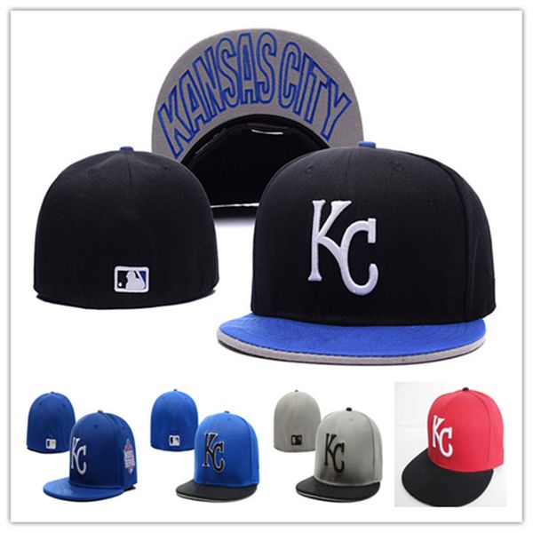 

royals fitted caps kc letter baseball cap embroidered team kc letter size flat brim hat royals baseball cap size, Blue;gray