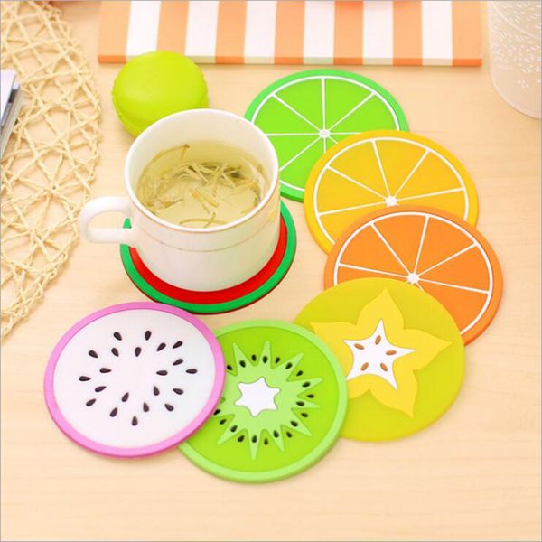 Meyve Coaster Renkli Silikon Çay Bardağı İçecekler Tutucu Mat Placemat Pedleri Mutfak Masası Isı Yalıtım Bar Mag Kupası Paspaslar