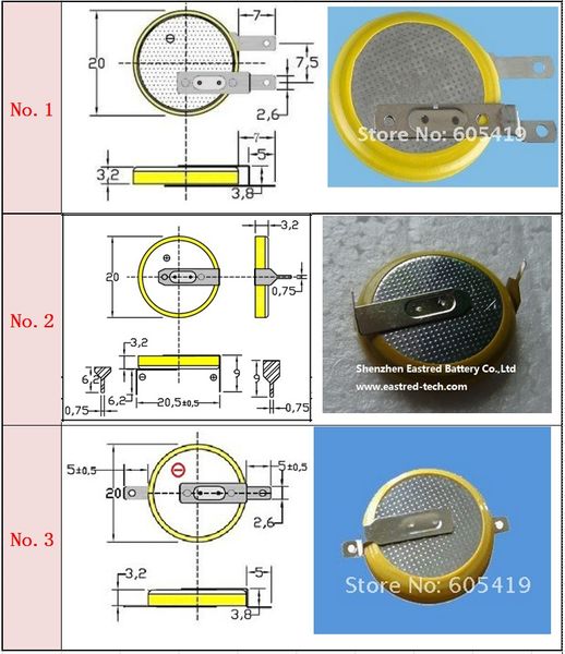 500 pz/lotto 3.6 v Perni di Saldatura Batteria LIR2032 batterie a bottone ricaricabili