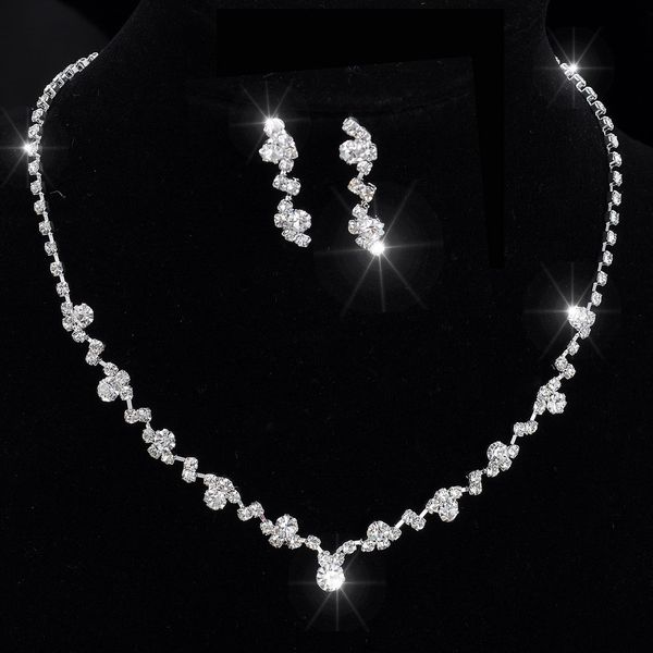 

silver tone crystal tennis choker necklace set earrings factory prwedding bridal bridesmaid african jewelry sets brand 2016