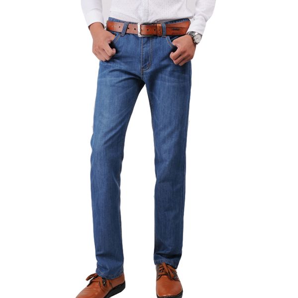 

wholesale-sell new men's clothing summer thin casual jeans long trousers straight full length brand men's denim, Blue