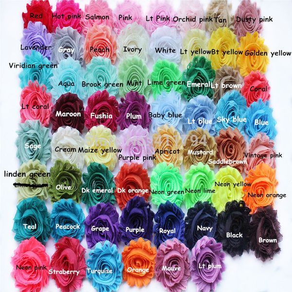 

15 yards/ lot , 2.5'' shabby flowers , shabby chiffon flowers for babyheadband (62 colors for selection, Slivery;white