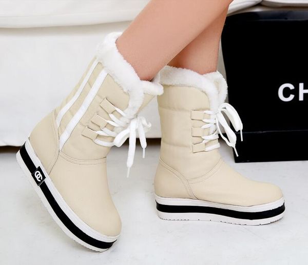 

fashion new fund with waterproof winter in thick bottom sponge with warm soft skin tube female boots in the snow boots, Black