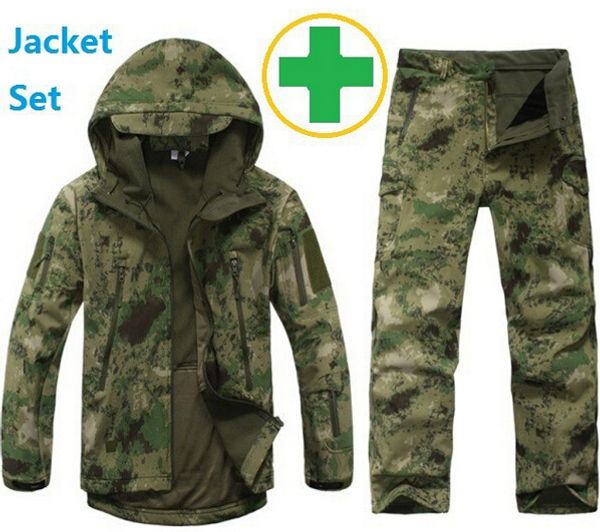 

fall-army camouflage coat jacket waterproof windbreaker raincoat hunting clothes army jacket men outdoor jackets +pants, Black;brown