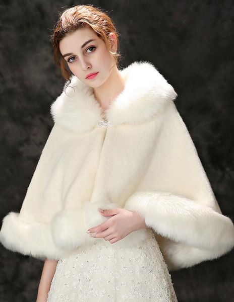 Winter Wedding Bloak Bidal Faux Pele Envoltório Quente Shawls Outerwear Estilo Coreano Mulheres Jaqueta Prom Noite Party PDK059