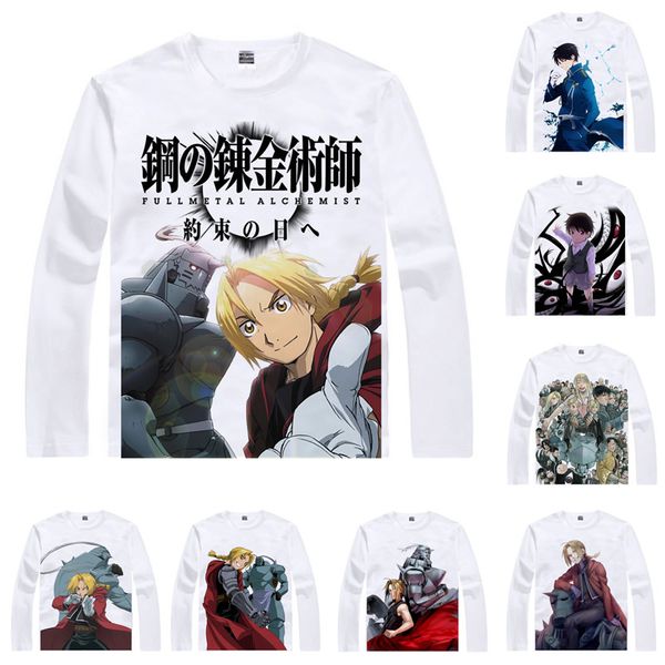 

anime shirt fullmetal alchemist of steel t-shirts multi-style long sleeve edward elric alphonse cosplay motivs kawaii shirts, White;black