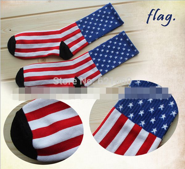 Bas de chaussette d'épaisseur moyenne en gros Couples marée chaussettes Harajuku Torx drapeau américain étoiles rayures chaussettes en coton coton équipage hommes femmes