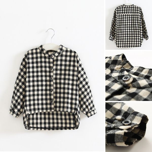 

2017 new arrival spring autumn baby girls casual plaid shirt children long sleeve plaid shirt kids clothing 2 colors, White;black