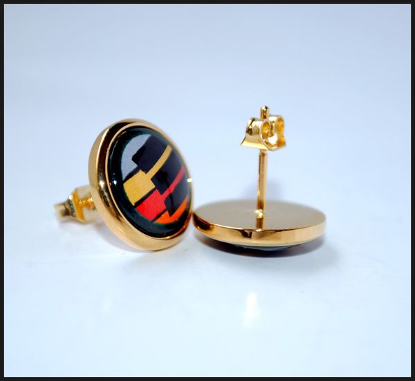 

playing music series 18k gold-plated enamel earrings for women stud earrings, Golden;silver