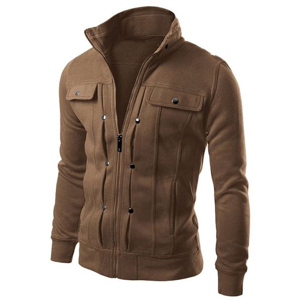 

wholesale-2016 new fashion men's hoodies zip-up pockets casual long sleeved plus size brand clothing sports sweatshirts 5 colors, Black