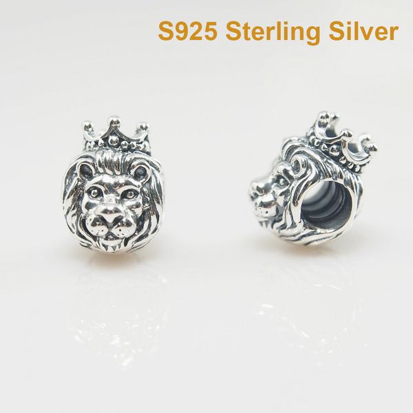 

fits pandora bracelet&charms lion charm diy beads solid 925 silver not plated, Black