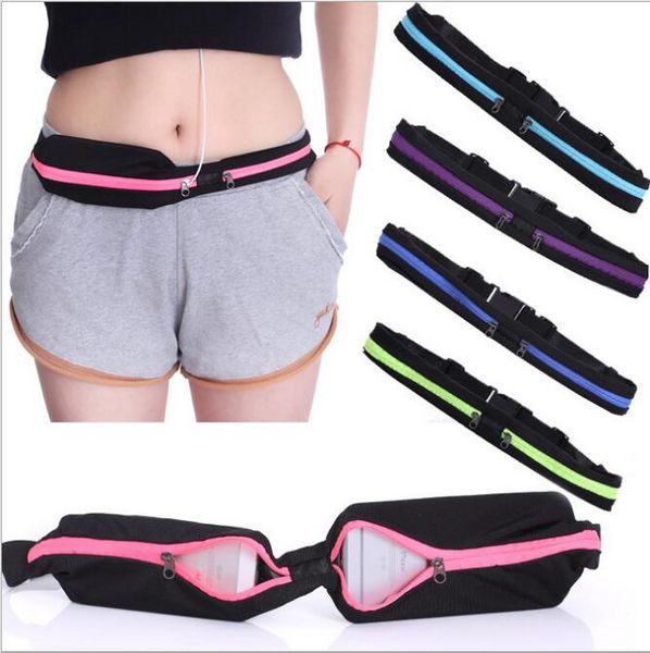 

waterproof sport waist bag running cycling jogging pocket bag for phone earphone bags double pockets sports waistpacks