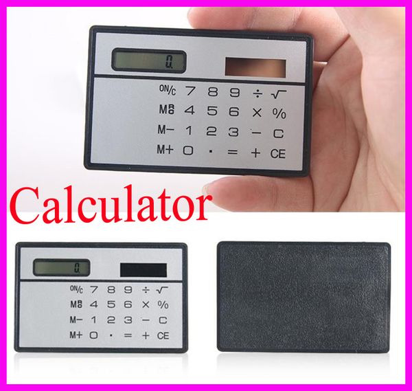 Calcolatrice di carte solari Mini calcolatrice Contatore a energia solare Piccole carte di credito sottili Solars Power Pocket Calcolatrici ultrasottili Logo di supporto personalizzato