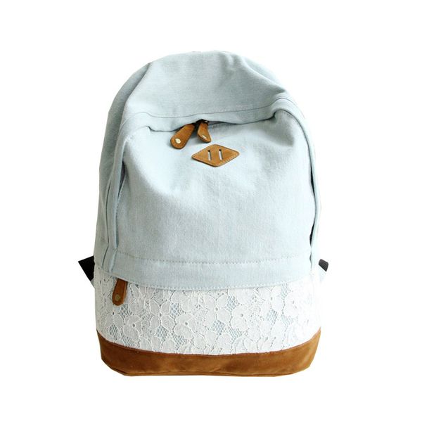 

wholesale- fashion floral lace +denim canvas women bag backpack school bag for teenagers ladies girl back pack schoolbag bagpack