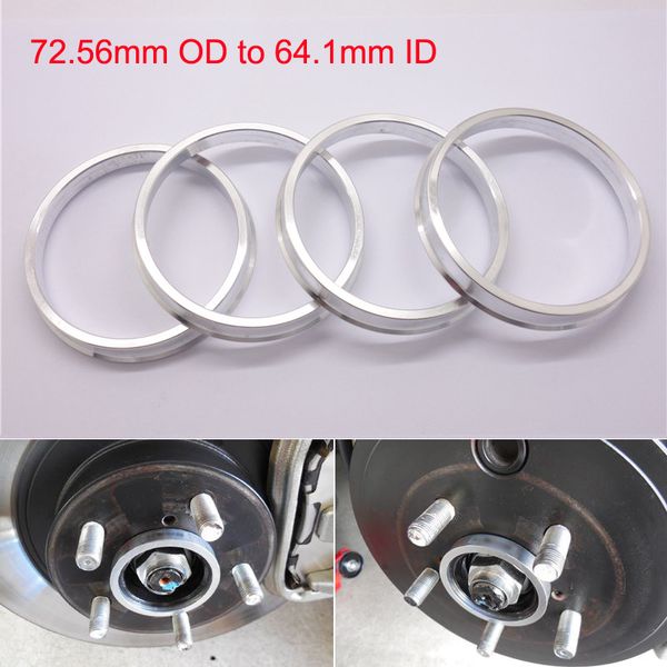 

4pcs brand new wheel hub centric rings 72.56mm od to 64.1mm id aluminium alloy