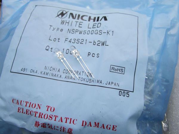

nspw500gs bs b d nichia led bright white light-emitting diode 5mm feet of copper line