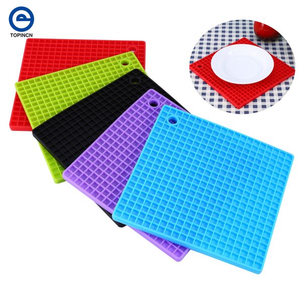 

wholesale- 7-inch silicone pot holder rectangle dish drying mat - heat resistant silicone pad-dishwaser safe kitchen accessories