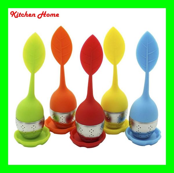 

dhl silicone+abs kitchen tea infuser teapot teacup leaf strainer filter tea bags maker creative tree leaf shape design