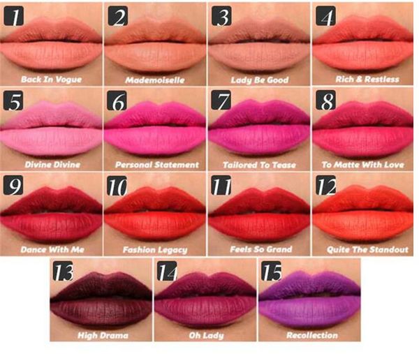 

12 шт. горячие продажа 15 цветов мода макияж ретро матовый жидкие губы блеск для губ