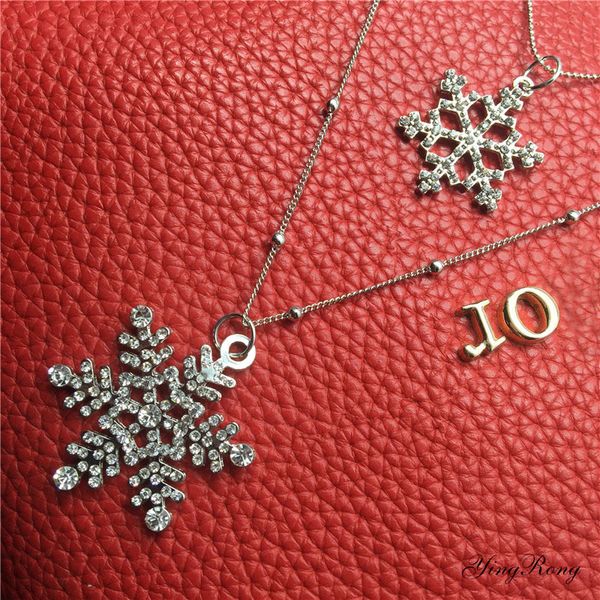 

double chains necklace with diamond snow, sweater necklace, 2 chains and 2 snows, and high quality, Silver