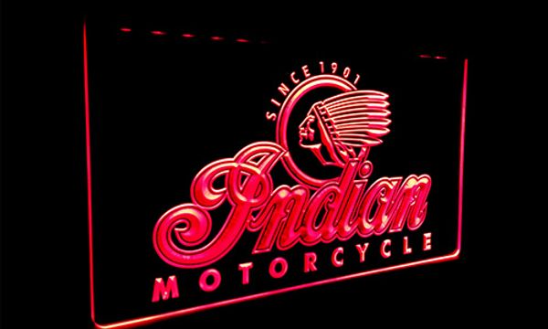 

ls087-g indian motorcycle services logo neon light sign