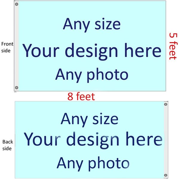 5 x 8 Fuß große doppelseitige Flagge mit individuellem Druck und 2 Ösen am Ärmel