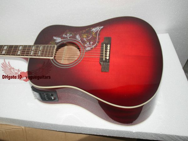 

New arrival wine red acou tic electric guitar with hipping