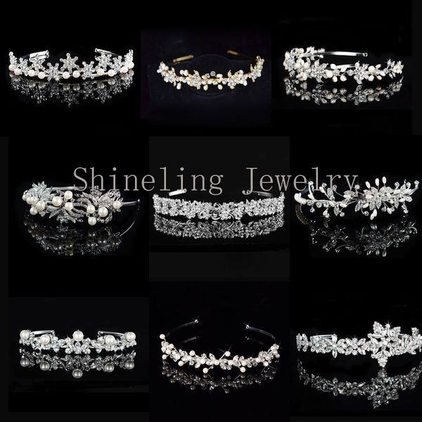 

wholesale-exquisite art deco wedding tiara rhinestones headband crystal bridal crown headpiece pearls wedding hair accessories