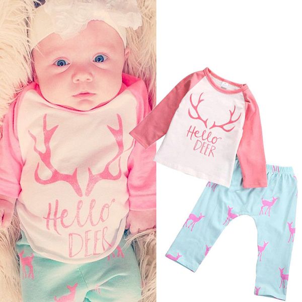 

горячие продажи девочек костюмы 2016 новорожденных детей девочка привет олень с дл