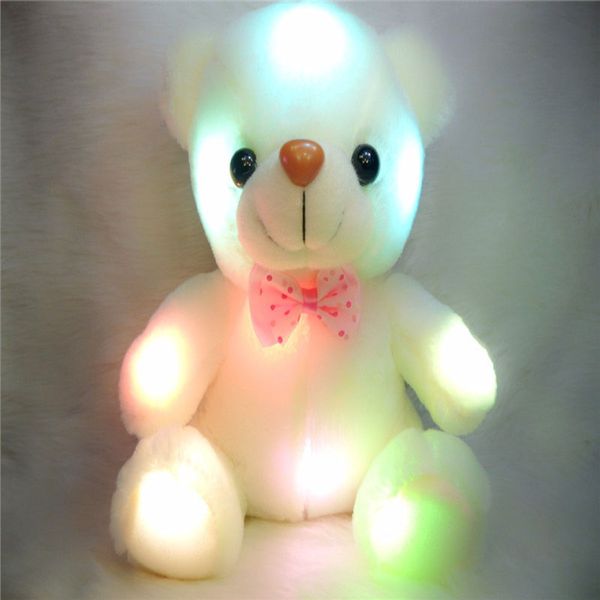 

new colorful led flash light bear doll plush toys size 20 - 22cm bear gift for children christmas gift stuffed plush toy