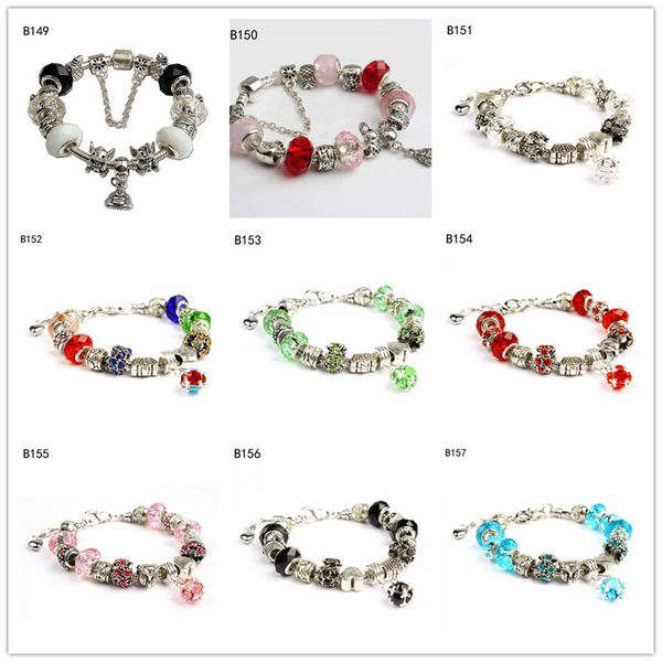 

buddha elephant tibetan silver glass beads charm bracelet,high grade women's diy european beads bracelet 6 pieces a lot mixed style gtp, Black