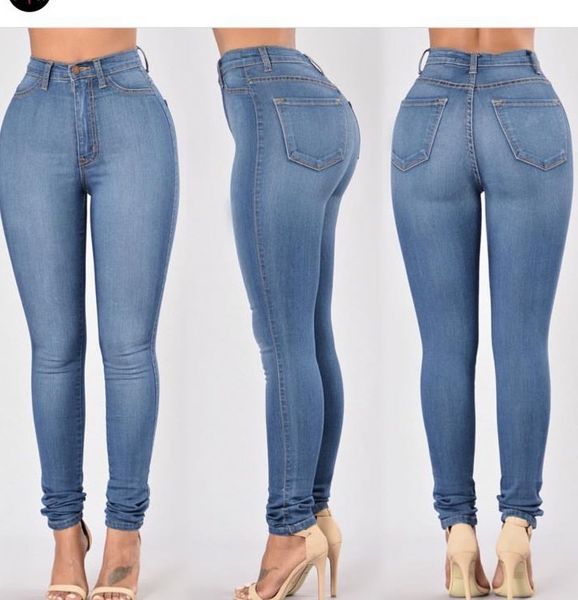 

wholesale women europe blue high waist skinny slim washed pencil pant style jean