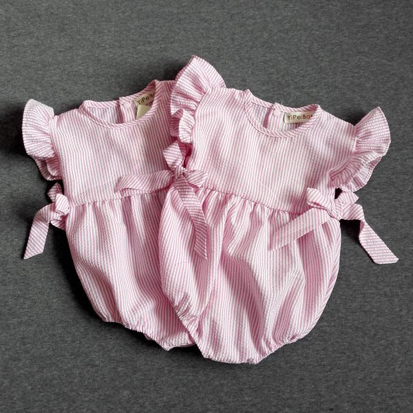 Neonato in cotone e lino con rughe, pagliaccetti per neonati, vestiti per neonati europei e americani di ultimo design, maglioni per bambini