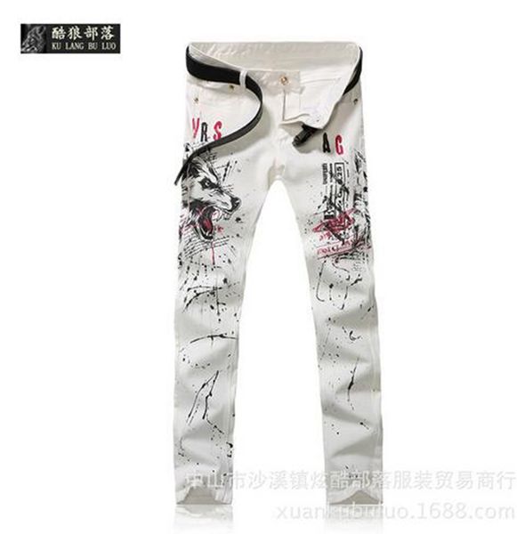 

men's fashion trend in the new type of cultivate one's morality personality wolf printing cowboy club flower pants / 28-36, Blue