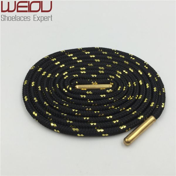 

Weiou Sports boot laces metallic Shiny Gold shoelaces white black round glitter Bootlaces fun Sparkle Shoe laces Strings 120cm