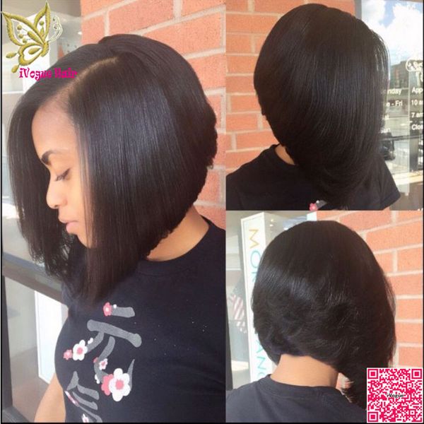 Short Bob U Part Wigs Human Hair Silky Straight Brazilian Human