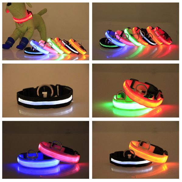

6 цветов нейлон led pet мигающий ошейник led pet ошейник / кошачий ошейник night light праздничный подарок