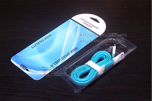 Großhandel nach Maß Logo Kunststoff PVC Blisterverpackung Box Hartpapierverpackung für USB-Kabel