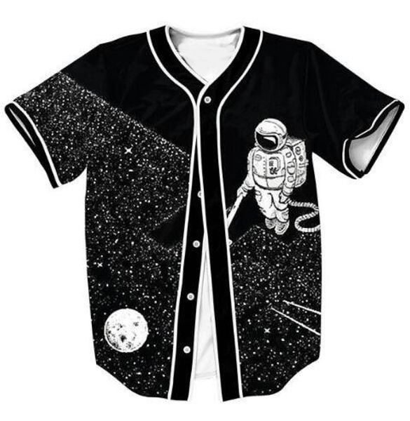 Atacado- Astro Limpo Jersey Estrelas Preto 3D Impresso Camisa Mulheres / Homens Hip Hop V-Neck Manga Curta Tops Outfits