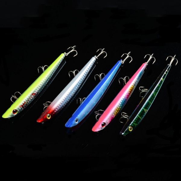 5 Farbe Kunststoff Popper Angelköder Bass Kurbel Köder Top Wasser Rasseln 3D Augen Angelköder Crankbait Tackle