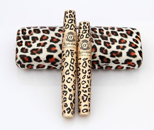 

new arrival leopard print love alpha black eye mascara long eyelash silicone brush curving lengthening mascara waterproof makeup