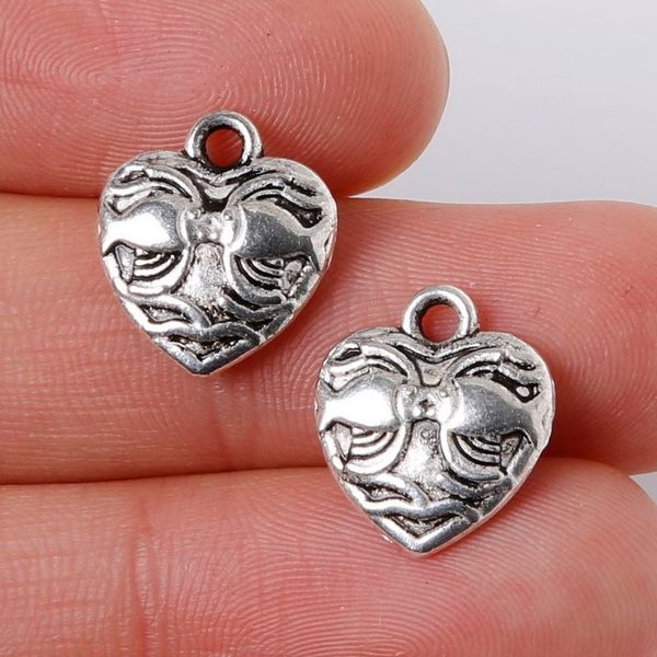 

new 7pcs 13x14mm zinc alloy antique silver loving heart diy charms pendants jewelry making diy, Bronze;silver