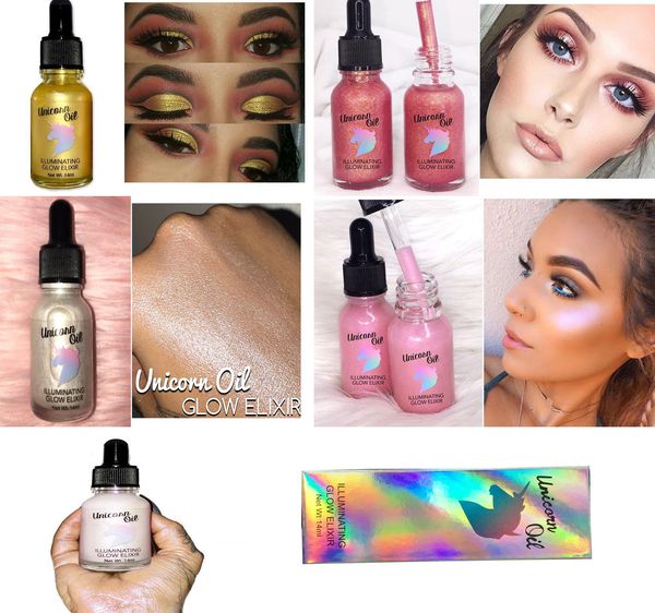 

2017 hot unicorn highlighter масло единорога освещающий свечение эликсир 5 цветов 14 мл бесплатная доставка