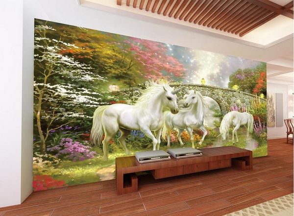 

painting wallpaper wonderland unicorn tv background wall painting wallpaper